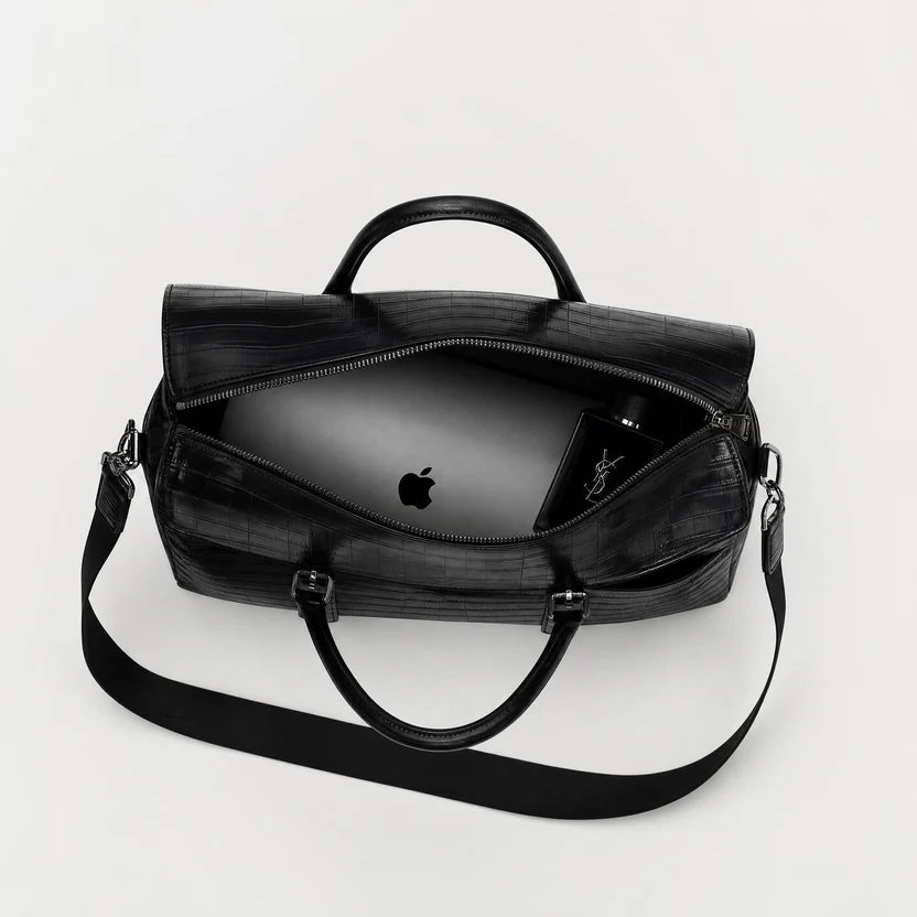 Croc-Embossed Leather Bag