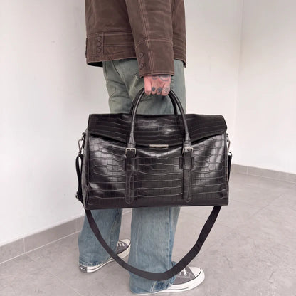 Croc-Embossed Leather Bag