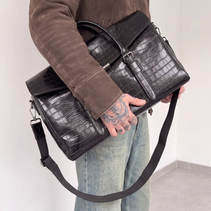 Croc-Embossed Leather Bag