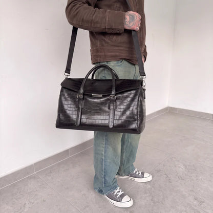 Croc-Embossed Leather Bag