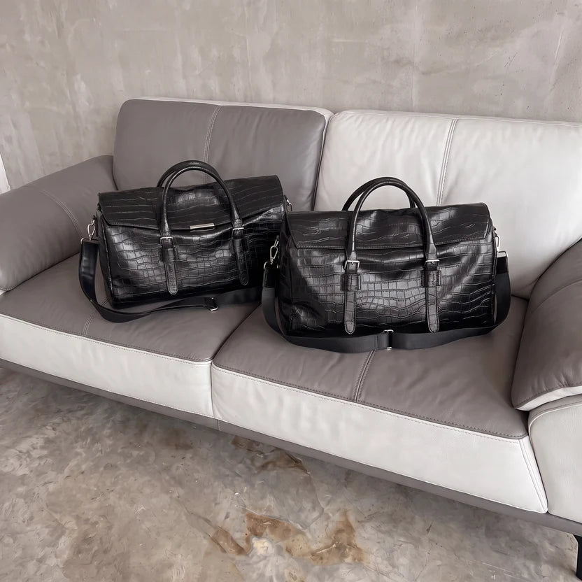 Croc-Embossed Leather Bag